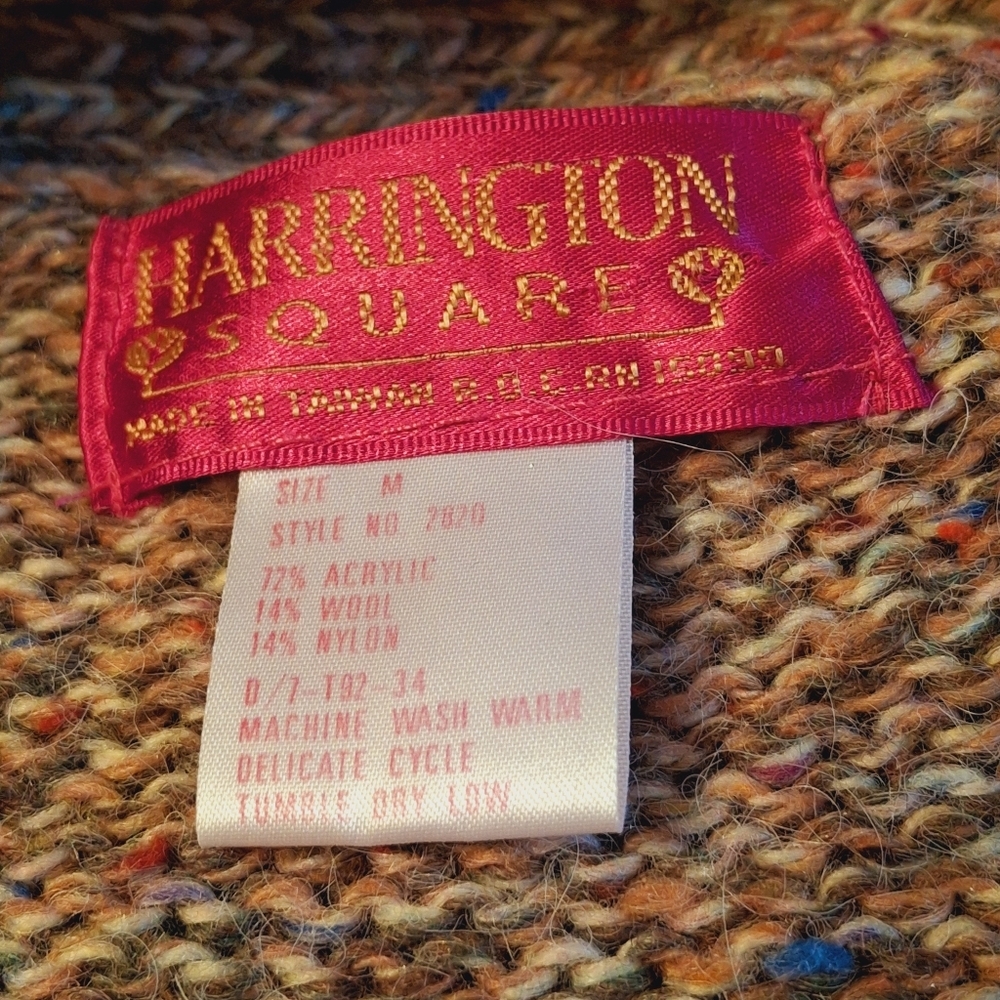 Vintage Harrington Square Brown Tweed Wool Blend Sweater, Women Size Medium - Picture 9 of 15